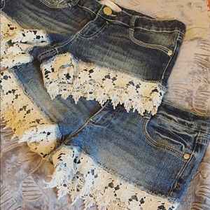 2 Lace trim jean shorts